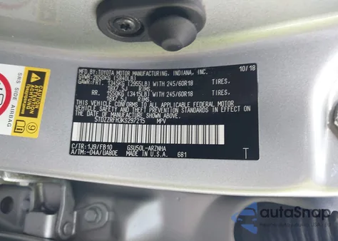 2019 Toyota Highlander Le from USA, damaged, VIN 5TDZZRFH3KS297215